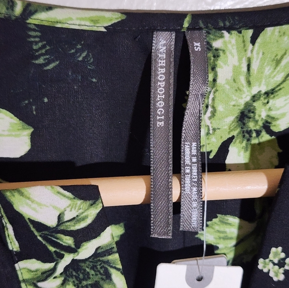 Anthropologie Floral Black and Green Maxi Dress - Picture 5 of 5